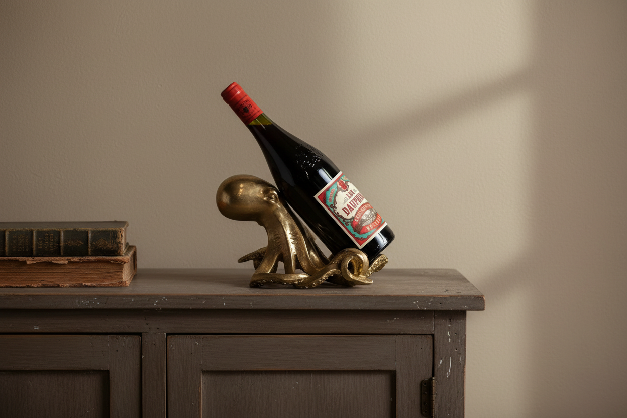 GoldOctopusWineBottleHolder