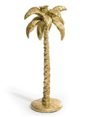 Gold palm tree candle holder on a white background