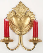 Gold Sacred Heart Double Wall Candle Sconce – Antique Gold Decorative Candle Holder 4