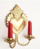 Gold Sacred Heart Double Wall Candle Sconce – Antique Gold Decorative Candle Holder 6