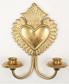 Gold Sacred Heart Double Wall Candle Sconce – Antique Gold Decorative Candle Holder 1