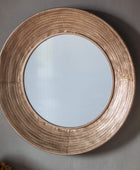 Gold Textured Round Metal Mirror - The Farthing