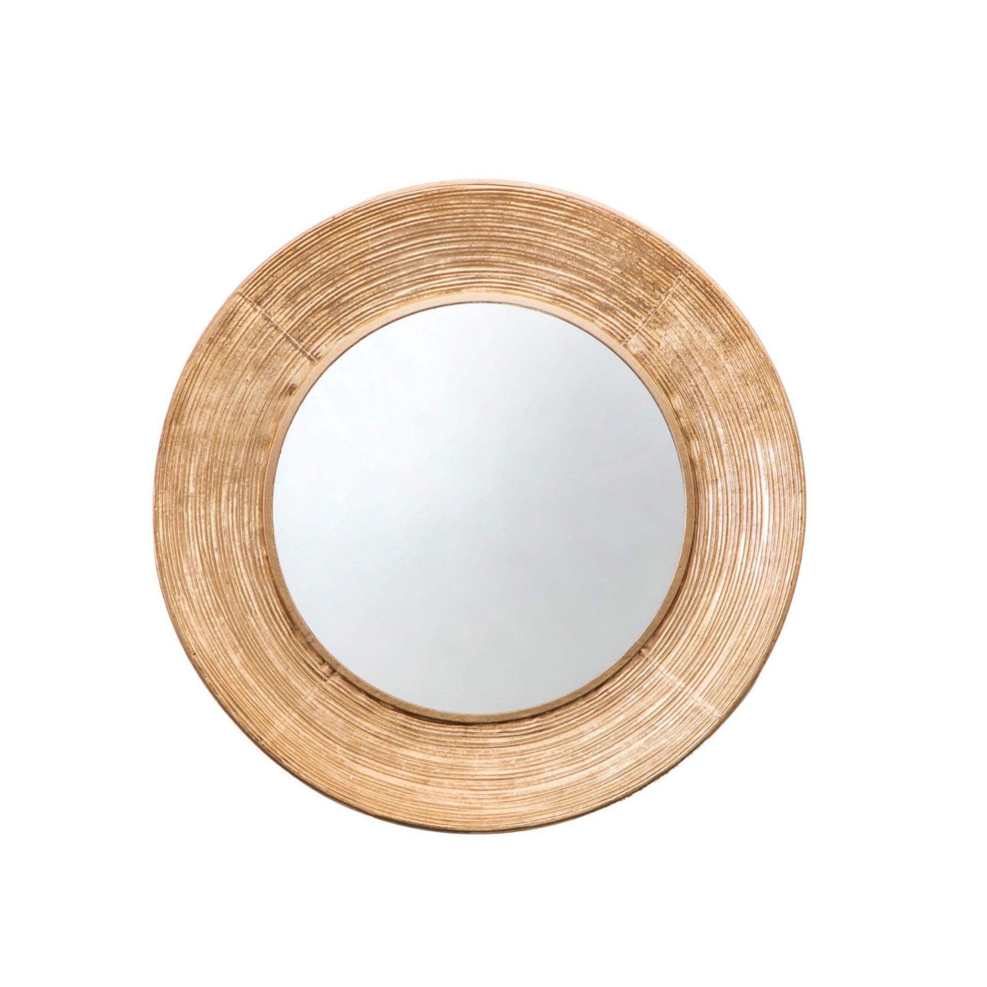 Gold Textured Round Metal Mirror - The Farthing