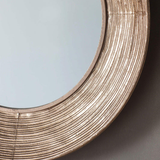 Gold Textured Round Metal Mirror - The Farthing