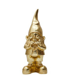 Gold gnome figurine on a white background