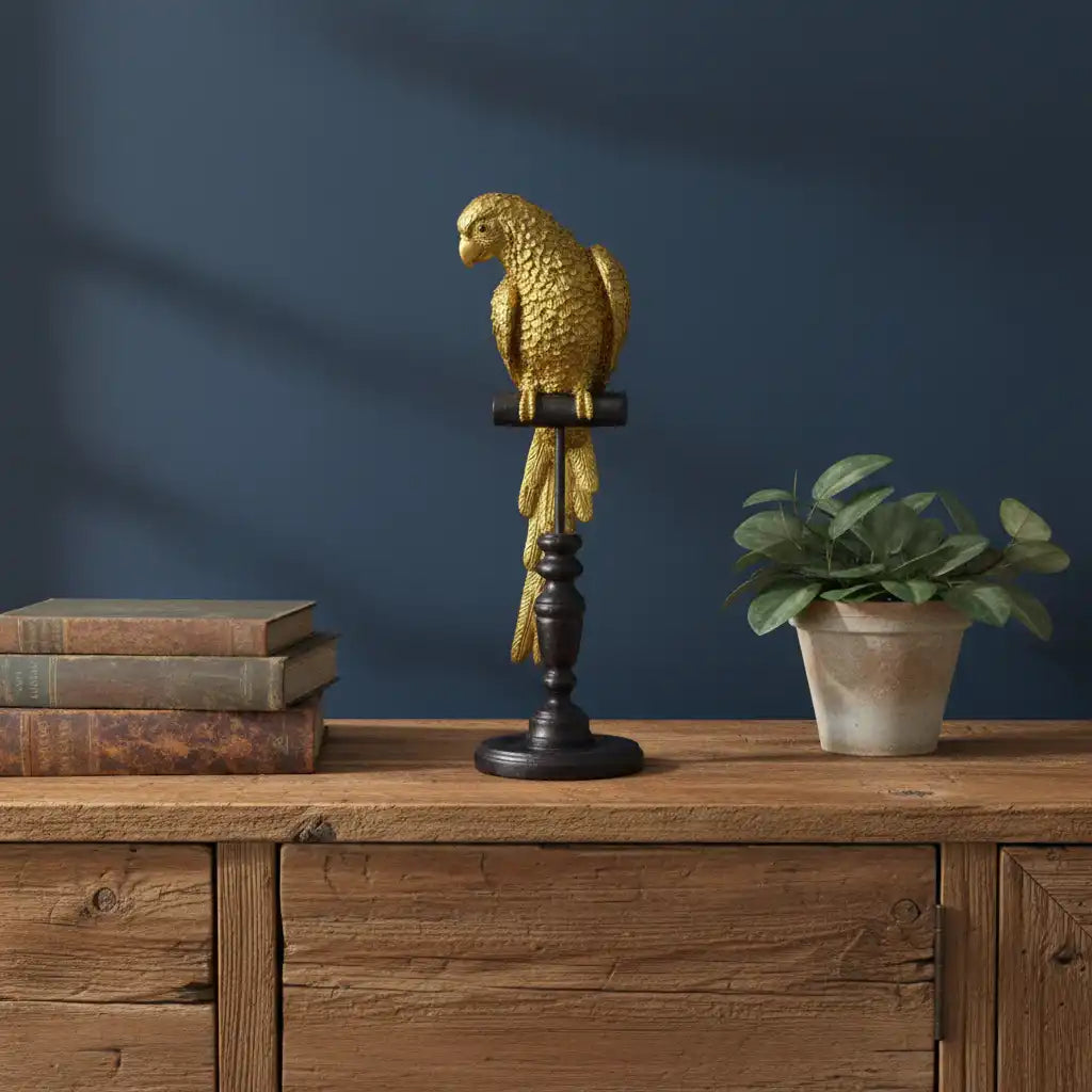 Gold_Parrot_On_Perch_Ornament