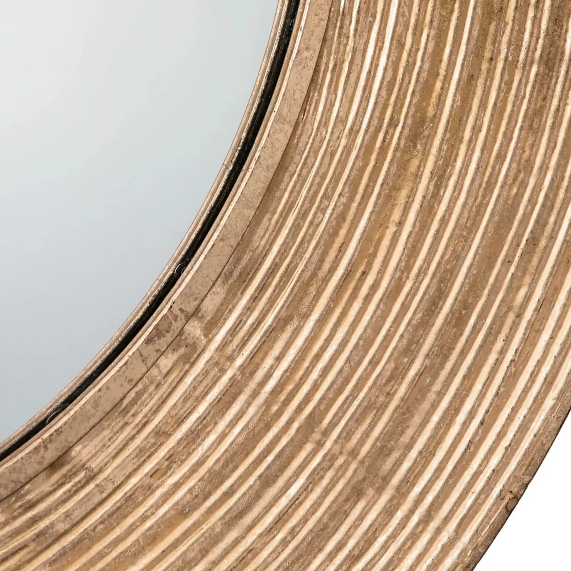 Gold Textured Round Metal Mirror