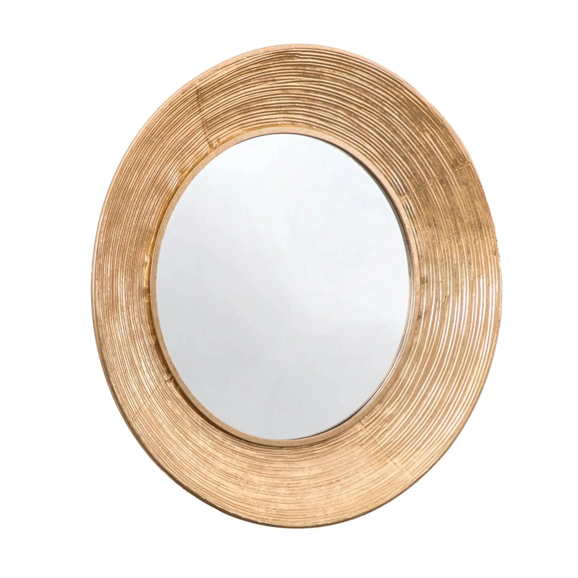 Gold Textured Round Metal Mirror