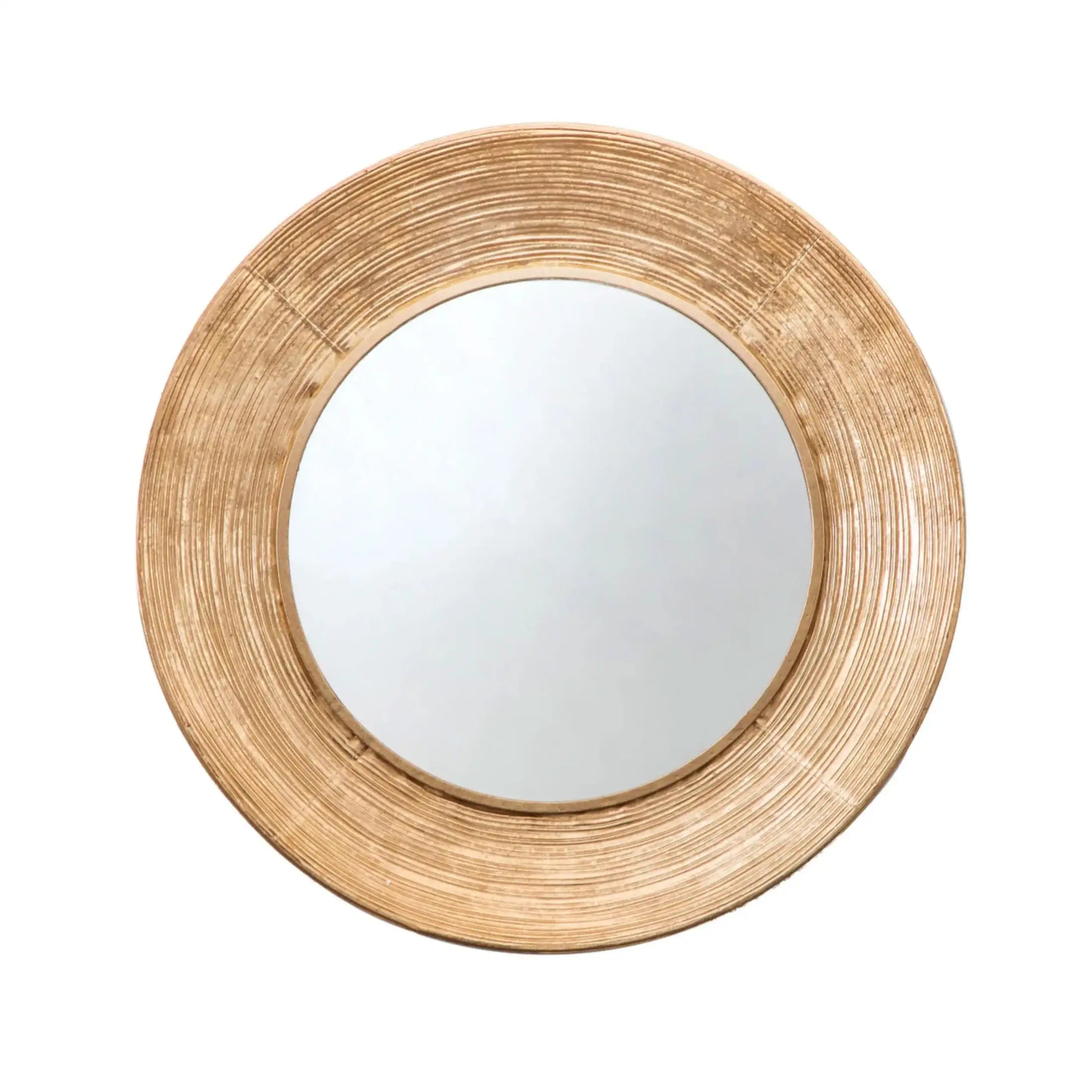 Gold Textured Round Metal Mirror