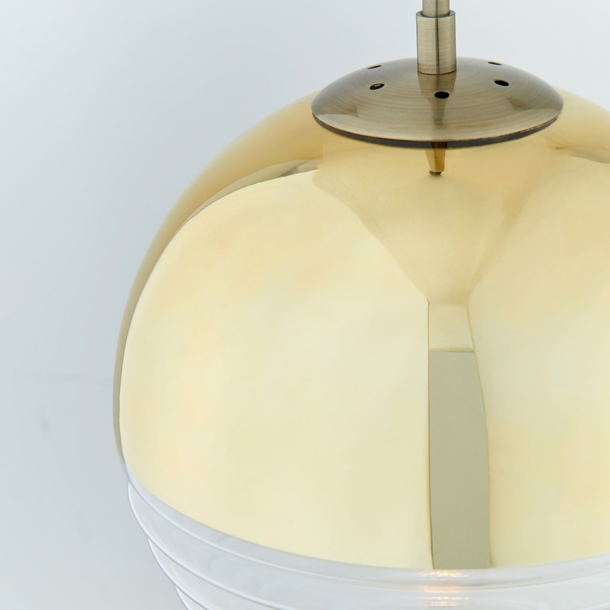 Gold and Clear Ribbed Spherical Ceiling Pendant 1