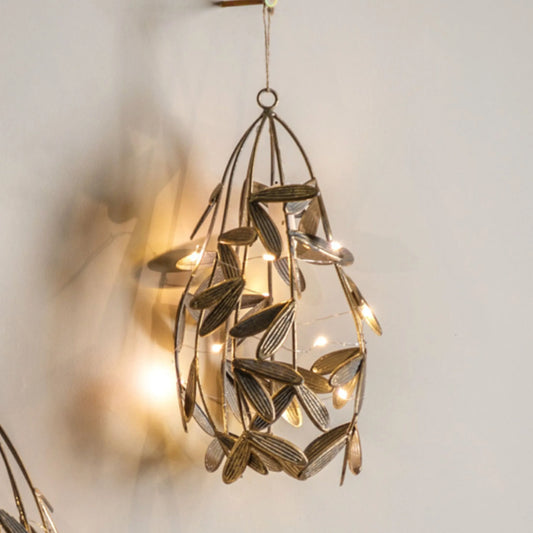 Golden Mistletoe LED hanging