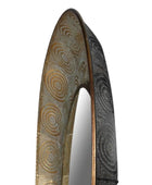 Close-up of a shoe sole with intricate patterns on a white background