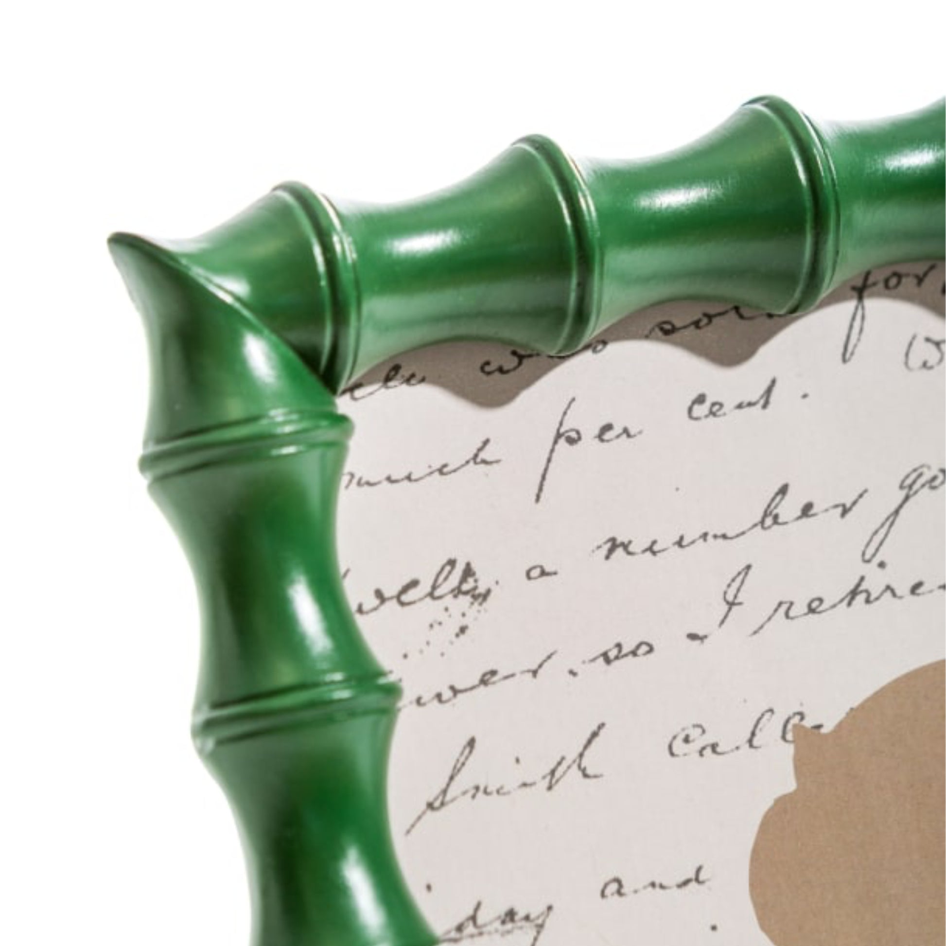 Green bamboo-style frame with a decorative background