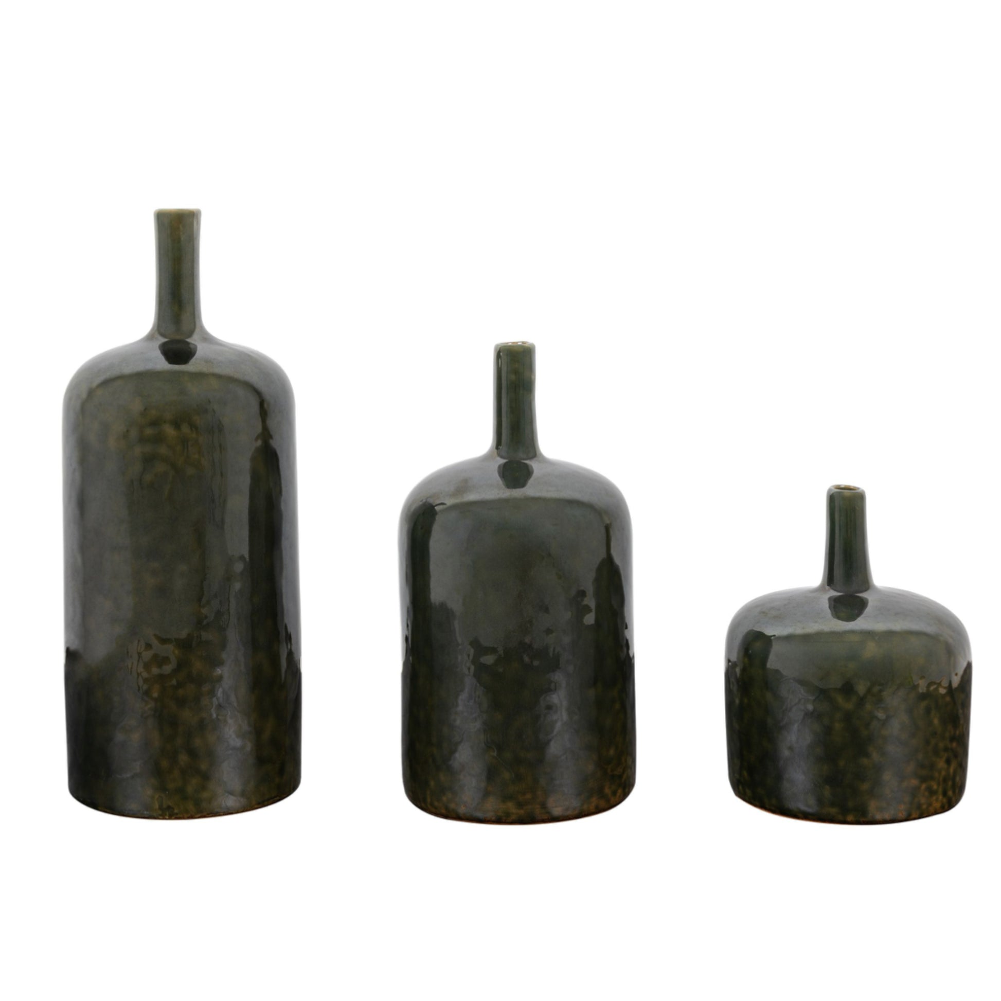 Green Ceramic Pots Set of 3 Ornaments 2