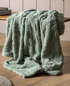 Green Chunky Extra Soft Cross Texture Throw - The Farthing