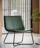 Green Curved Seat Faux Leather Chair