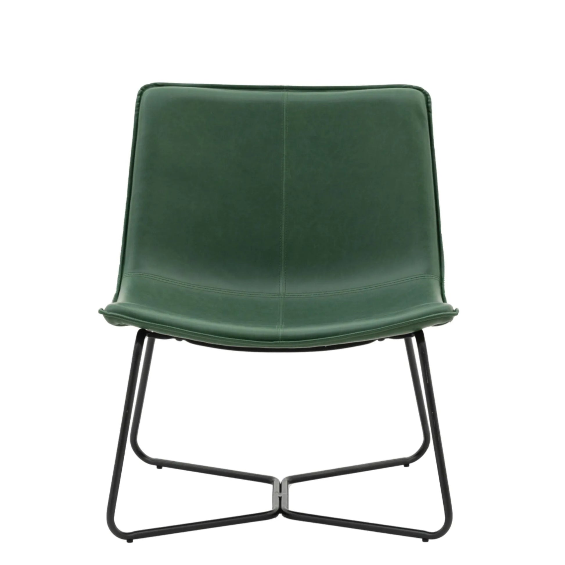 Green Curved Seat Faux Leather Chair 4