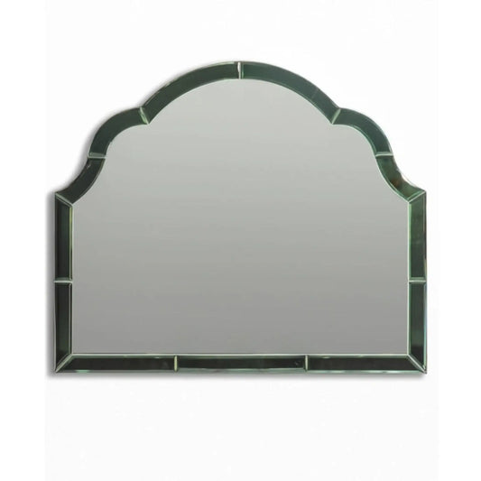 Decorative mirror with a green frame on a white background