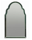 Wall mirror with green frame on a white background