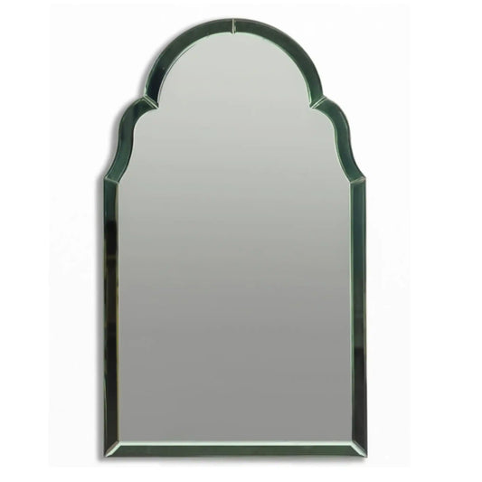 Wall mirror with green frame on a white background