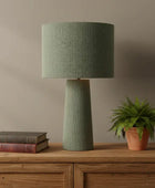 Green Linen Fabric Shade & Base Table Lamp