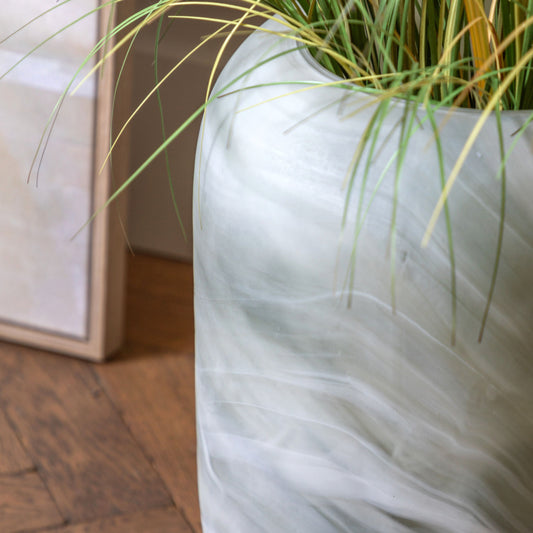 Green Marbled Glass Round Vase