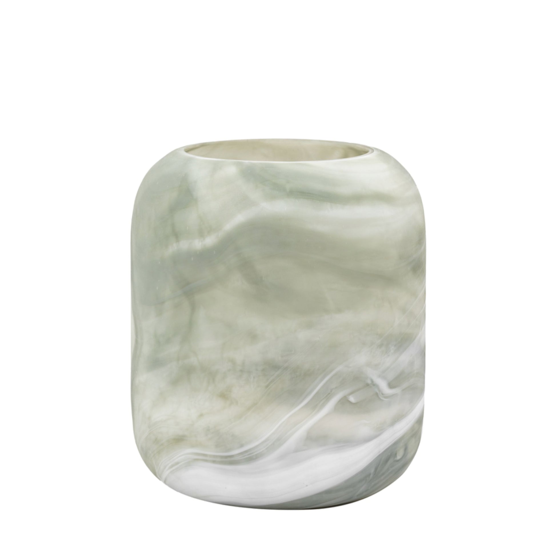 Green Marbled Glass Round Vase 1