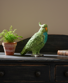 Green Parrot Crest Ceramic Jar