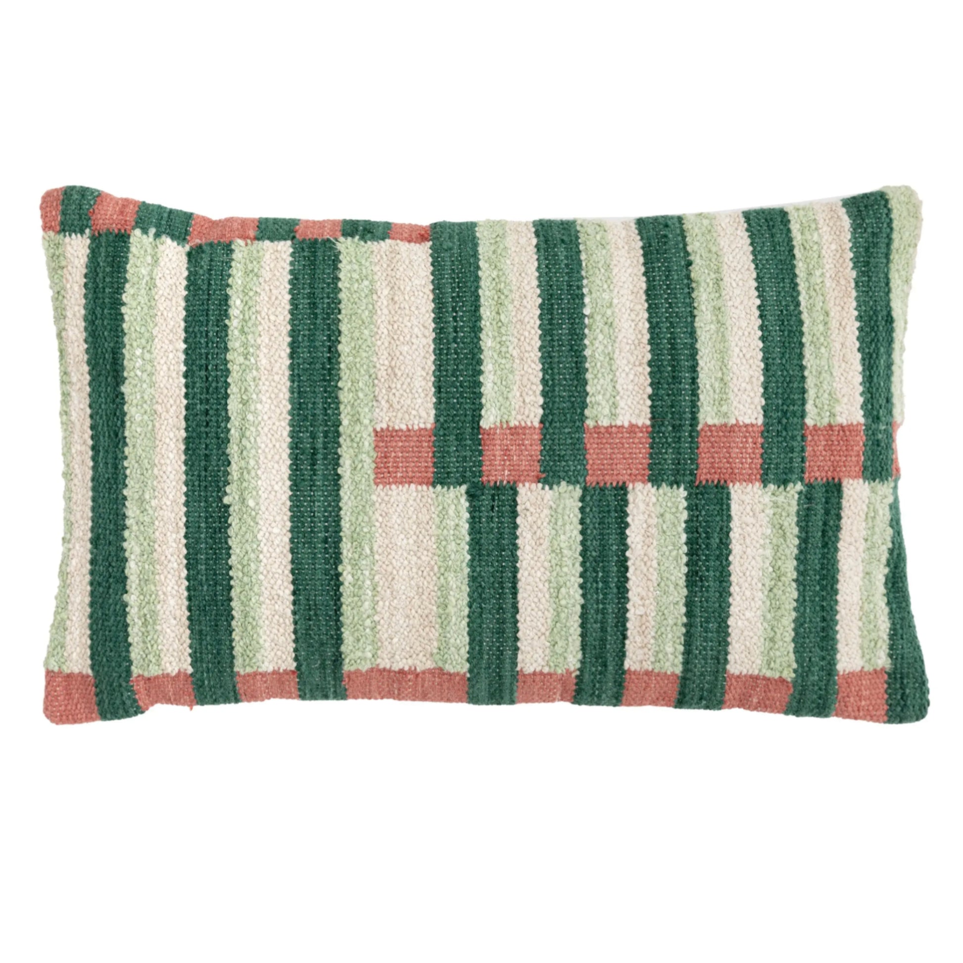 Green Stripe Woven Cushion 2