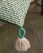 Green Tasseled Edge Woven Cushion