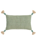 Green Tasseled Edge Woven Cushion 1