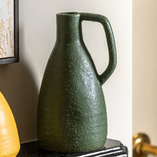 Green Textured Mid Century Inspired Bottle Vase 4
