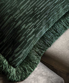 Green Velvet Fringe Cushion 2