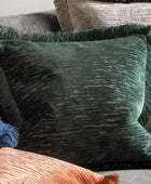 Green Velvet Fringe Cushion 55