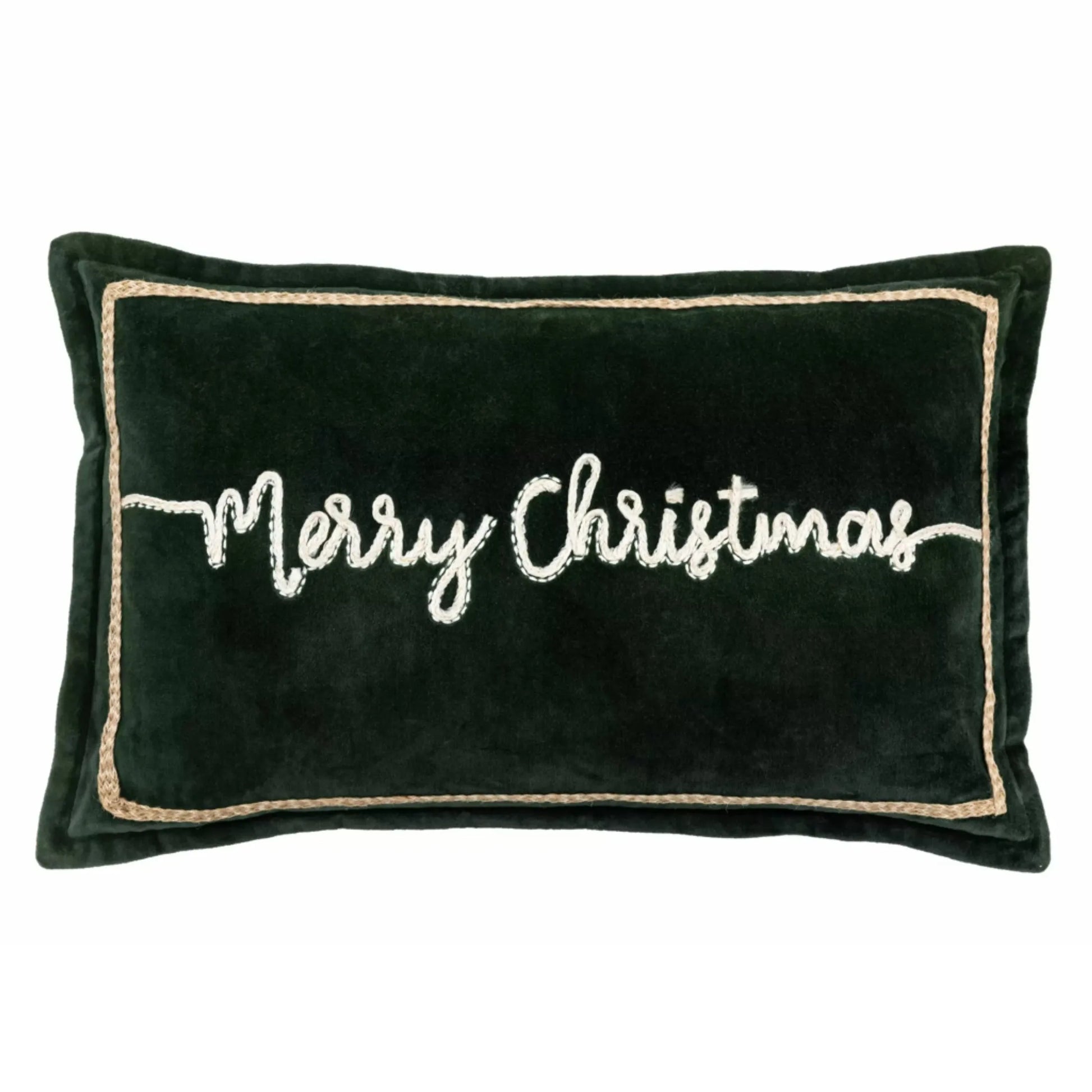 Green Velvet Merry Christmas Cushion 3