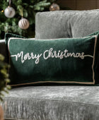 Green Velvet Merry Christmas Cushion 544