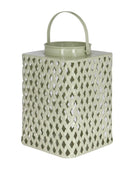 Green Metal Lattice Candle Lantern