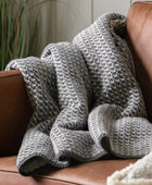 Grey Cross Knit Throw