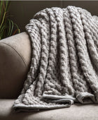 Grey Jacquard Velvet Knitted Throw