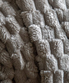 Grey Jacquard Velvet Knitted Throw 5