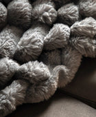 Grey Ribbed Faux Fur Throw