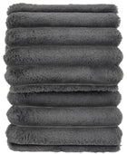 Grey Ribbed Faux Fur Throw 1