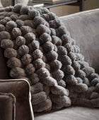 Grey Ribbed Faux Fur Throw 5