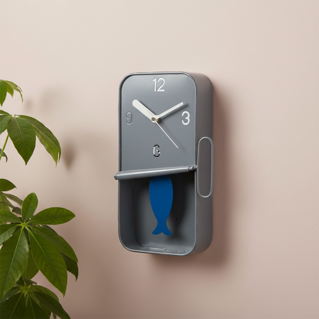 GreySardineTinPendulumWallClock