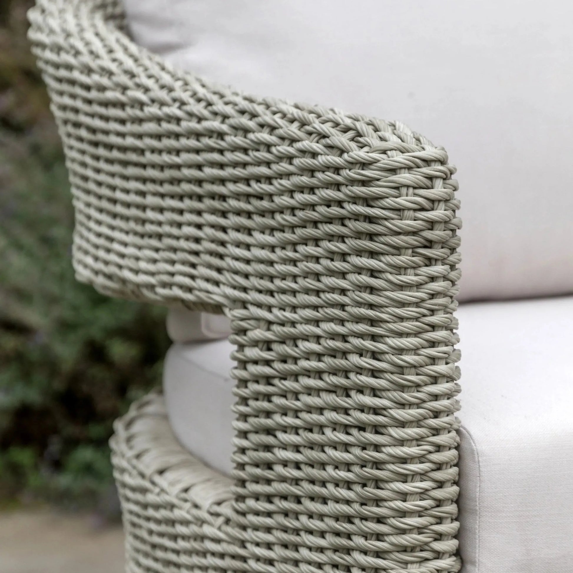 Grey Woven PE Wicker Arc 3 Seater Garden Sofa 6