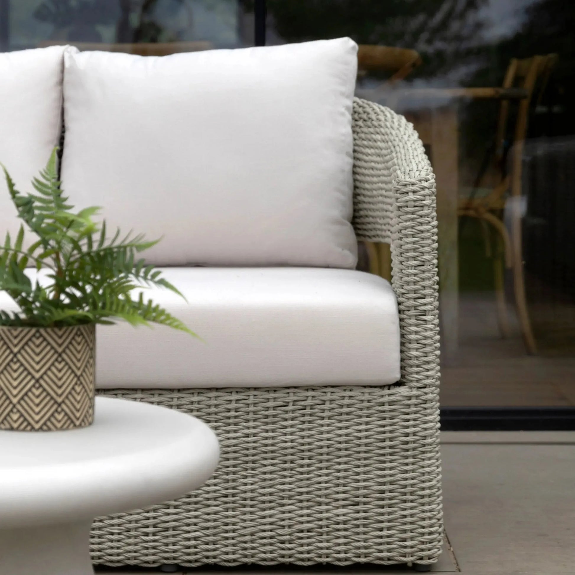 Grey Woven PE Wicker Arc 3 Seater Garden Sofa