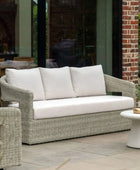 Grey Woven PE Wicker Arc 3 Seater Garden Sofa 4