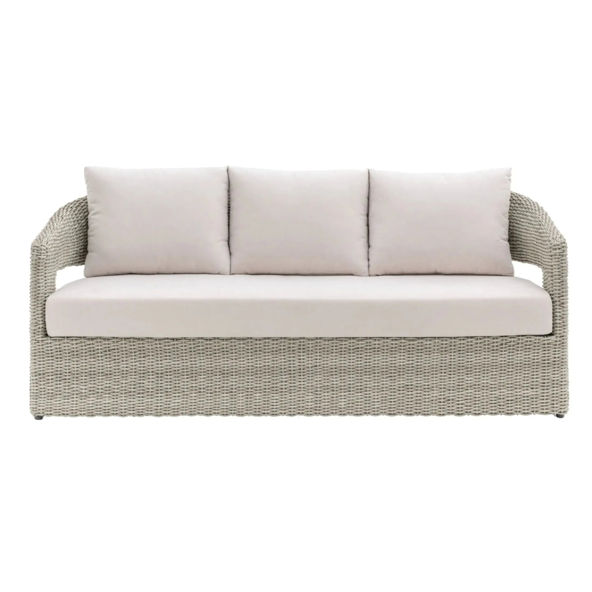 Grey Woven PE Wicker Arc 3 Seater Garden Sofa 2