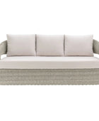 Grey Woven PE Wicker Arc 3 Seater Garden Sofa 2