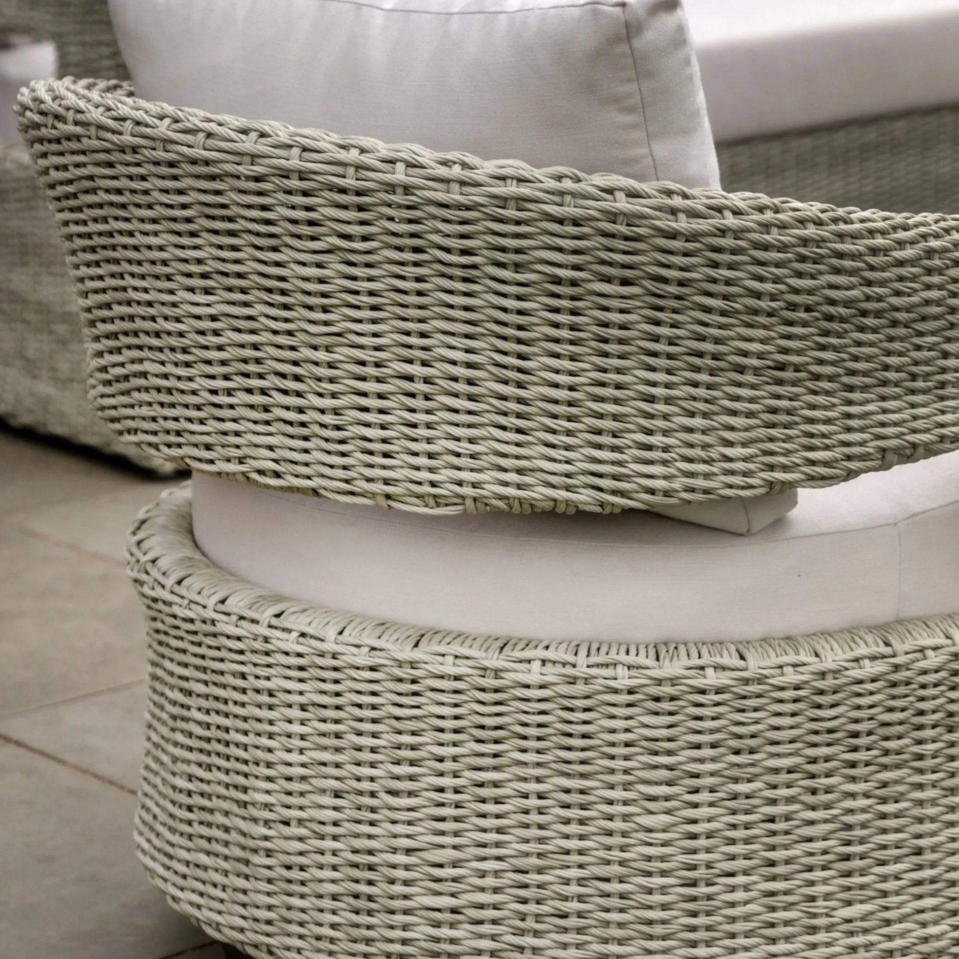 Grey Woven PE Wicker Arc Swivel Garden Chair 1